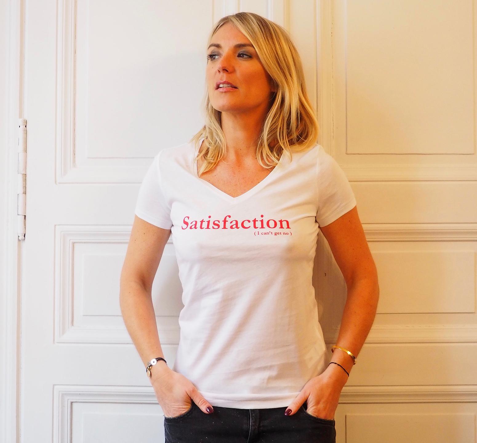 t shirt blanc col v femme