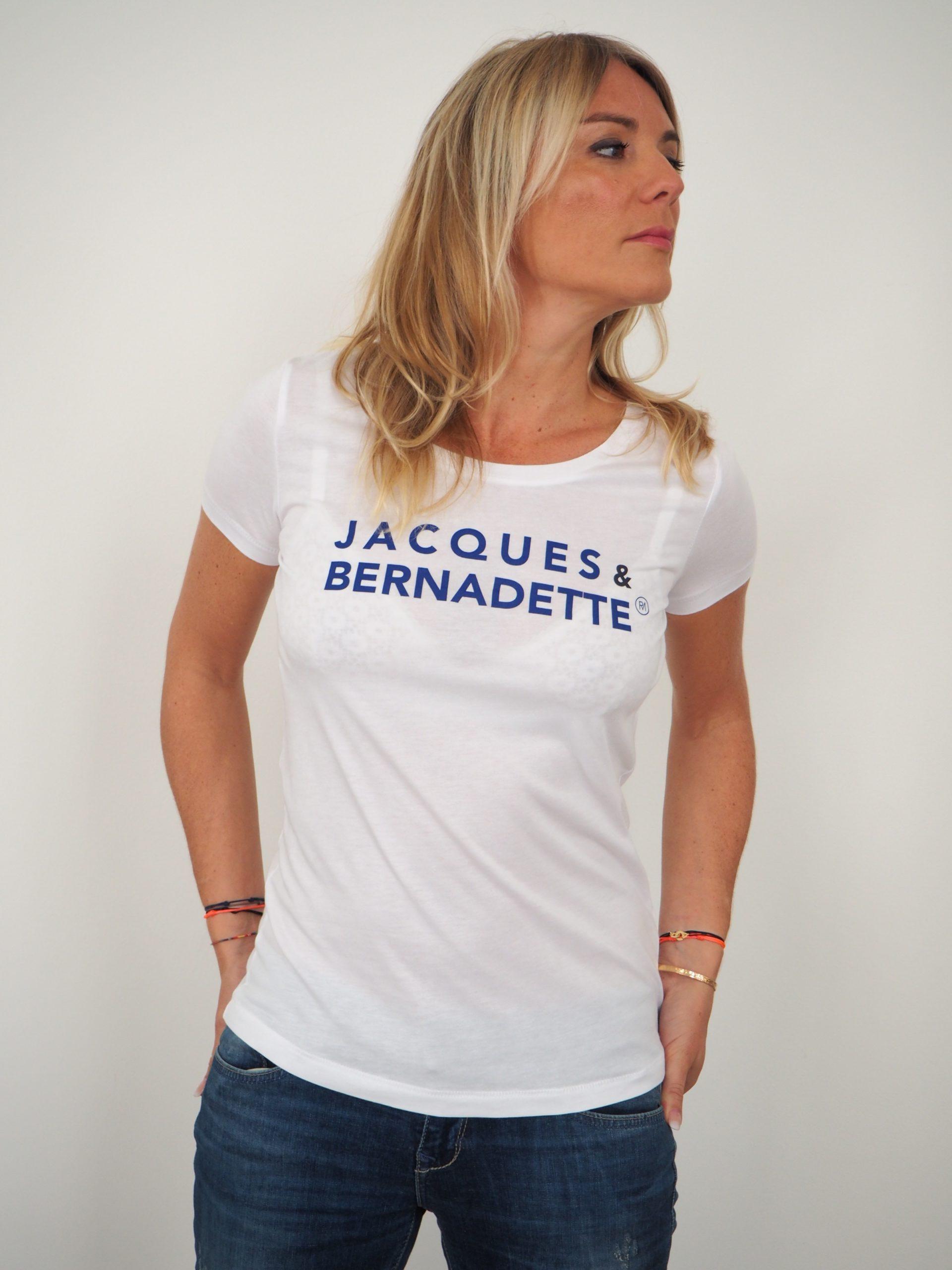 T-Shirt Col Danseuse JACQUES & BERNADETTE White / Bleu ...